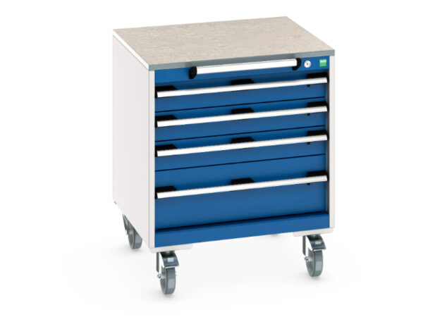 Cubio Mobile Storage Storage Cabinet with 4 Drawers - Lino Worktop. WxDxH: 650X650X790mm Ral 7035/5010 _SKU-40402144.11V