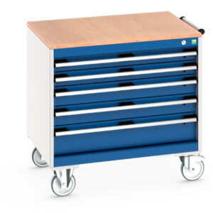 Mobile Tool Chest - Cubio Mobile Storage Cabinet with 5 Drawers And Multiplex Worktop. WxDxH: 800X650X790mm Ral 7035/5010 _SKU-40402153.11V