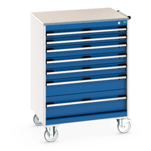 Cubio Mobile Storage Storage Cabinet - Cubio Mobile Storage Cabinet with 7 Drawers And Lino Worktop. WxDxH: 800X650X1090mm Ral 7035/5010 _SKU-40402162.11V