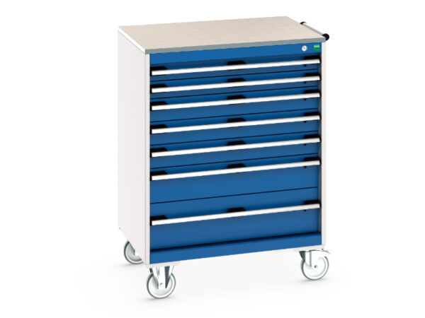 Cubio Mobile Storage Storage Cabinet - Cubio Mobile Storage Cabinet with 7 Drawers And Lino Worktop. WxDxH: 800X650X1090mm Ral 7035/5010 _SKU-40402162.11V