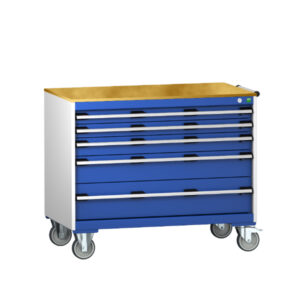 Bott Drawer Storage Cabinets On Wheels - Cubio Mobile Storage Cabinet with 5 Drawers And Multiplex Worktop. WxDxH: 1050X650X890mm Ral 7035/5010 _SKU-40402163.11V