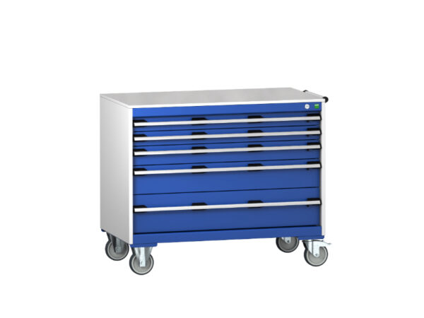 Bott Drawer Storage Cabinets Mobile - Cubio Mobile Storage Cabinet with 5 Drawers And Lino Worktop. WxDxH: 1050X650X890mm Ral 7035/5010 _SKU-40402164.11V
