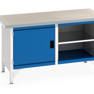 Cupboard Storage Workbench - Cubio Storage Bench (Lino) Full Cupboard Storage / Mid Shelf. WxDxH: 1500X750X840mm Ral 7035/5010 _SKU-41002021.11V