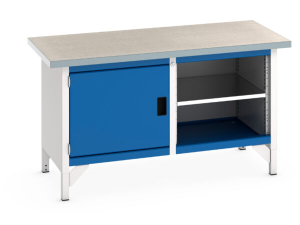 Cupboard Storage Workbench - Cubio Storage Bench (Lino) Full Cupboard Storage / Mid Shelf. WxDxH: 1500X750X840mm Ral 7035/5010 _SKU-41002021.11V