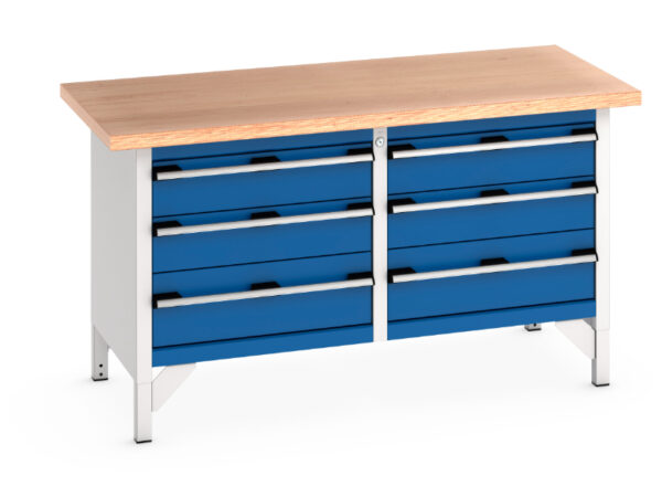 Bott Cubio Workbench - Cubio Storage Bench (Mpx) 3 Drawers / 3 Drawer. WxDxH: 1500X750X840mm Ral 7035/5010 _SKU-41002031.11V