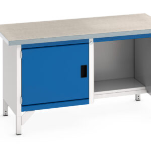 1. 5M Workbench And Cupboard Storage - Cubio Storage Bench (Lino) Full Cupboard Storage / Half Base Shelf. WxDxH: 1500X750X840mm Ral 7035/5010 _SKU-41002036.11V