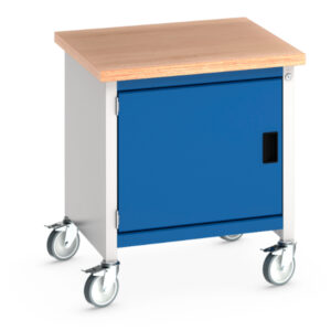 Workplace Storage Bench On Wheels - Cubio Mobile Storage Bench (Mpx) Full Cupboard Storage. WxDxH: 750X750X840mm Ral 7035/5010 _SKU-41002085.11V