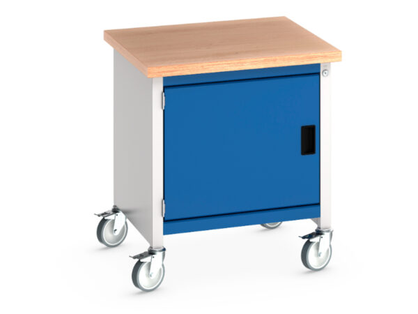 Workplace Storage Bench On Wheels - Cubio Mobile Storage Bench (Mpx) Full Cupboard Storage. WxDxH: 750X750X840mm Ral 7035/5010 _SKU-41002085.11V