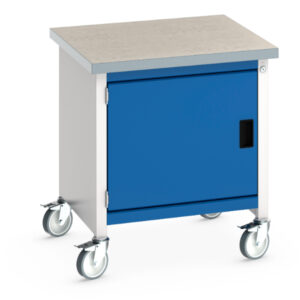 Mobile Workstation with Storage - Cubio Mobile Storage Bench (Lino) Full Cupboard Storage. WxDxH: 750X750X840mm Ral 7035/5010 _SKU-41002087.11V