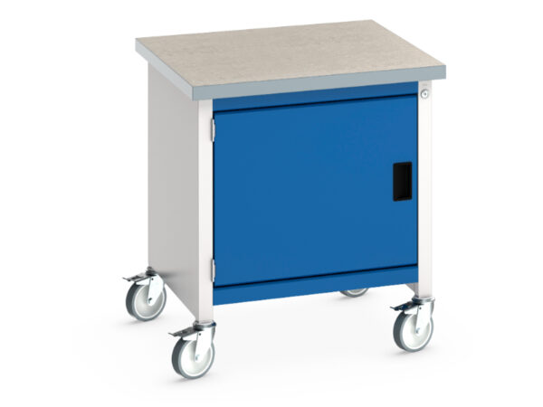Mobile Workstation with Storage - Cubio Mobile Storage Bench (Lino) Full Cupboard Storage. WxDxH: 750X750X840mm Ral 7035/5010 _SKU-41002087.11V