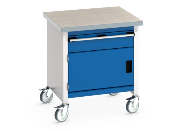Bott Mobile Storage Bench - Cubio Mobile Storage Bench (Lino) with 1 Drawer / Door. WxDxH: 750X750X840mm Ral 7035/5010 _SKU-41002090.11V