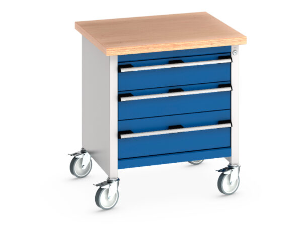 3 Drawer Mobile Workbench - Cubio Mobile Storage Bench (Mpx) 3 Drawers. WxDxH: 750X750X840mm Ral 7035/5010 _SKU-41002091.11V