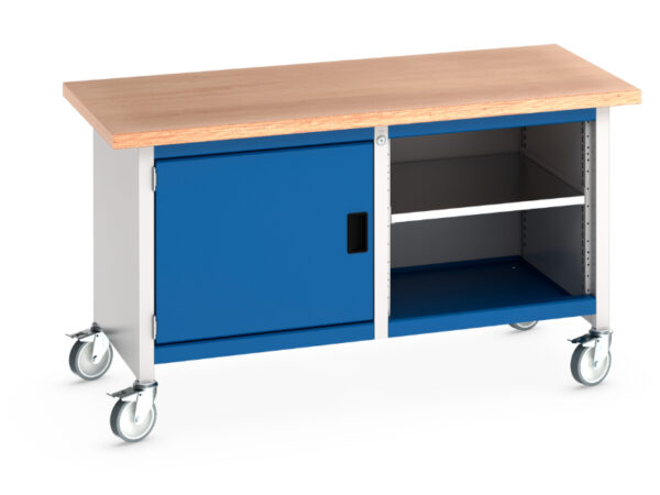 Bott Verso Mobile Workbench with Cupboard Storages - Cubio Mobile Storage Bench (Mpx) Full Cupboard Storage / Mid Shelf. WxDxH: 1500X750X840mm Ral 7035/5010 _SKU-41002094.11V