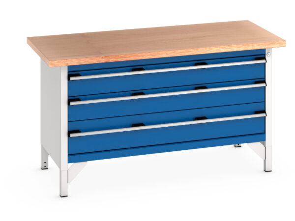 Steel Workbench with Drawers - Cubio Storage Bench (Mpx) 3 Full Width Drawers. WxDxH: 1500X750X840mm Ral 7035/5010 _SKU-41002169.11V