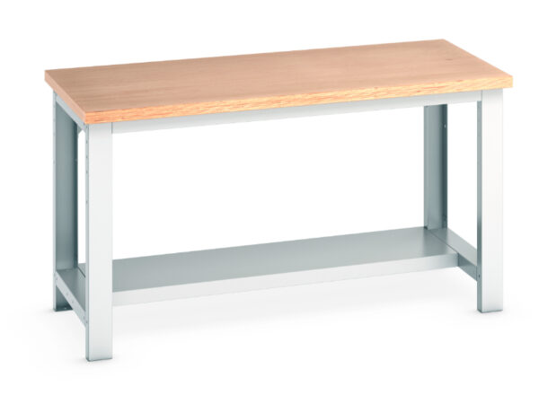 Workbench with Half Depth Shelf - Cubio Framework Bench. WxDxH: 1500X750X840mm Ral 7035 _SKU-41003085.16V