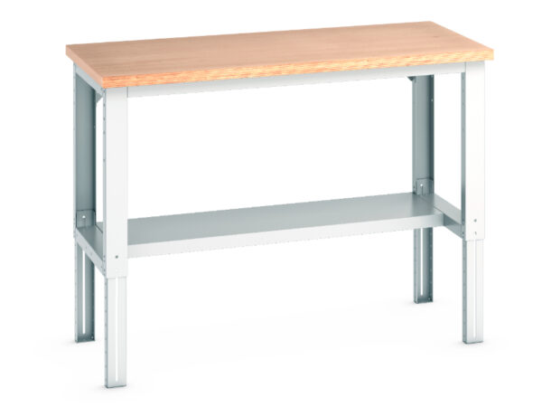 Bott Cubio Workbench - Cubio Framework Bench Adj Height (Mpx) with Half Depth Shelf. WxDxH: 1500X750X740-1140mm Ral 7035 _SKU-41003121.16V