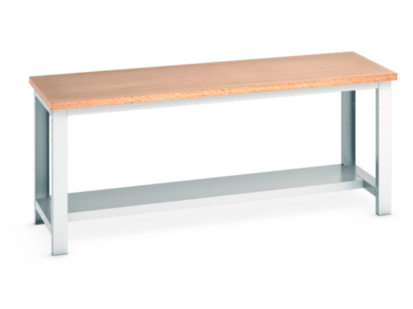 Manufacturing Workshop Work Bench - Cubio Framework Bench (Mpx) with Half Depth Shelf. WxDxH: 2000X750X840mm Ral 7035 _SKU-41003181.16V