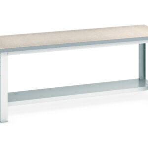 2M Long Work Bench - Cubio Framework Bench (Lino) with Half Depth Shelf. WxDxH: 2000X750X840mm Ral 7035 _SKU-41003183.16V