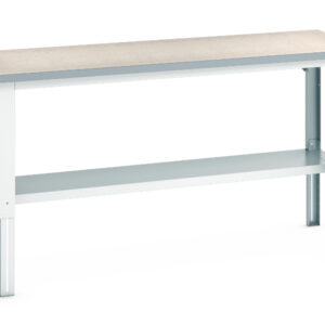 Cubio Framework Bench Adj Height (Lino) with Half Depth Shelf. WxDxH: 2000X750X740-1140mm Ral 7035 _SKU-41003219.16V