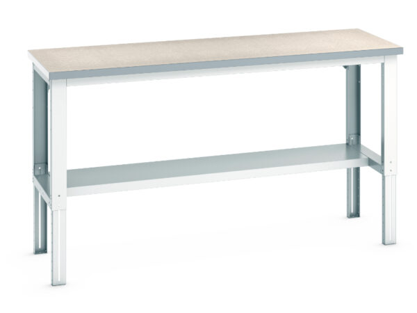 Cubio Framework Bench Adj Height (Lino) with Half Depth Shelf. WxDxH: 2000X750X740-1140mm Ral 7035 _SKU-41003219.16V
