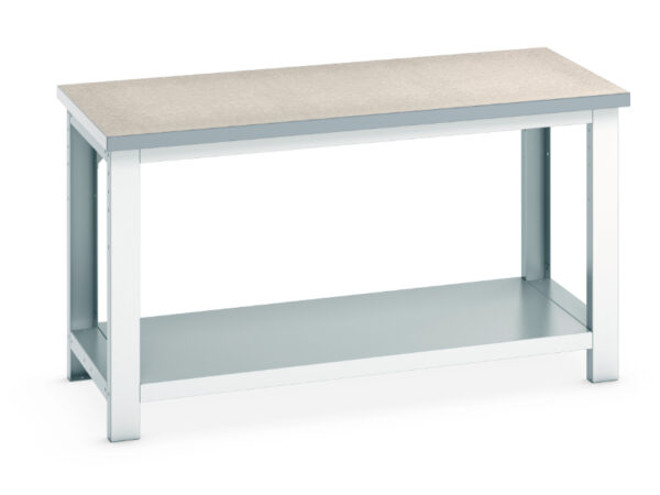 Strong Steel Bench - Cubio Framework Bench (Lino) with Full Depth Shelf. WxDxH: 1500X750X840mm Ral 7035 _SKU-41003504.16V