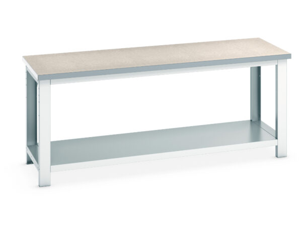 Heavy Duty Metal Framework Bench - with Full Depth Shelf. WxDxH: 2000X750X840mm Ral 7035 _SKU-41003506.16V