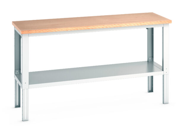 Bott Cubio Adjustable Workbench - with Full Depth Shelf. WxDxH: 2000X750X740-1140mm Ral 7035 _SKU-41003509.16V