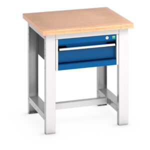 Metal Pedestal Work Bench - Cubio Framework Bench (Mpx) with 1 Drawer Storage Cabinet. WxDxH: 750X750X840mm Ral 7035/5010 _SKU-41003521.11V