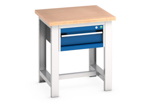 Metal Pedestal Work Bench - Cubio Framework Bench (Mpx) with 1 Drawer Storage Cabinet. WxDxH: 750X750X840mm Ral 7035/5010 _SKU-41003521.11V