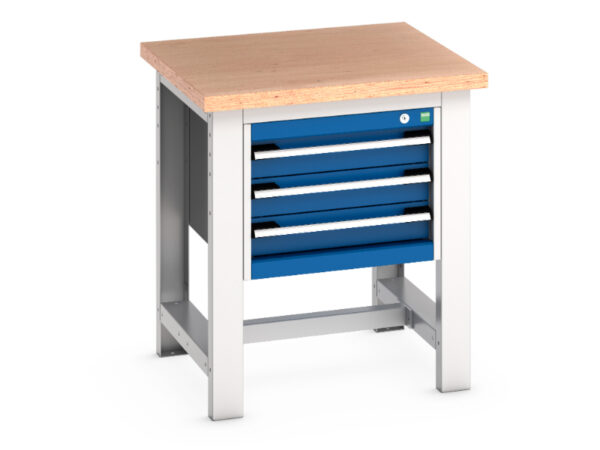 Metal Storage Cabinet with Worktop - Cubio Framework Bench (Mpx) with 3 Drawer Storage Cabinet. WxDxH: 750X750X840mm Ral 7035/5010 _SKU-41003524.11V