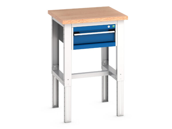 Pedestal Workbench with Storage Cabinet - Cubio Framework Bench (Mpx) with 1 Drawer Storage Cabinet. WxDxH: 750X750X740-1140mm Ral 7035/5010 _SKU-41003530.11V