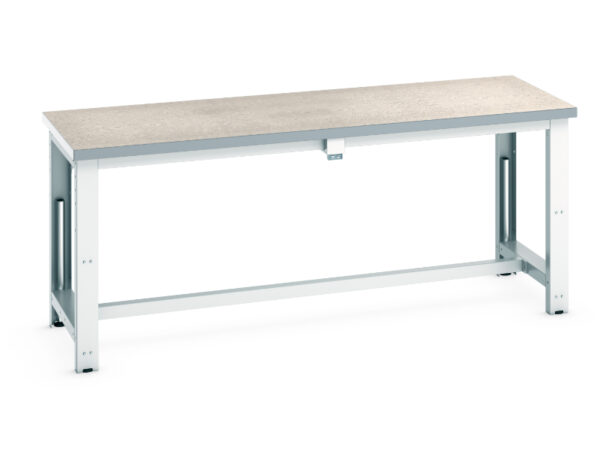 Cubio Stepless Adjustable Height Bench Electric - with Lino Worktop U. K. . WxDxH: 2000X750X840-1140mm Ral 7035 _SKU-41003565.16