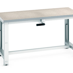 Bott Lino Worktop Workbench - Cubio Stepless Adjustable Height Bench Manual, with Lino Worktop. WxDxH: 1500X750X840-1140mm Ral 7035 _SKU-41003575.16