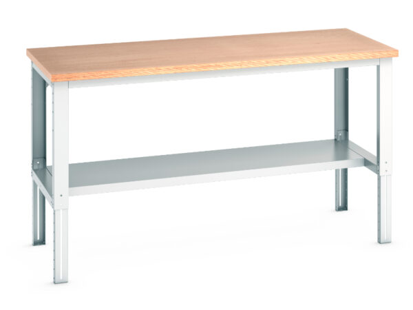 Cubio Framework Bench Adj Height (Mpx) with Half Depth Shelf. WxDxH: 2000X900X740-1140mm Ral 7035 _SKU-41004131.16V