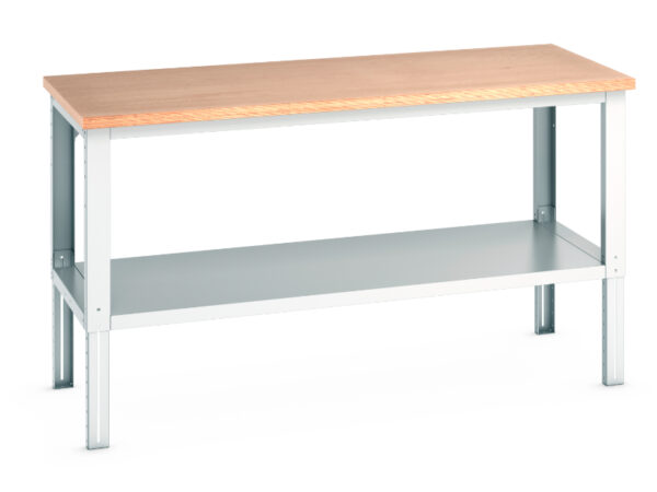 Cubio Framework Bench Adj Height (Mpx) with Full Base Shelf. WxDxH: 2000X900X740-1140mm Ral 7035 _SKU-41004139.16V