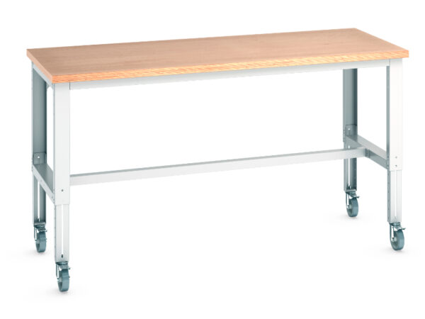 Large Workbench On Wheels - Cubio Mobile Bench Adj Height (Mpx) . WxDxH: 2000X900X840-1140mm Ral 7035 _SKU-41004143.16V