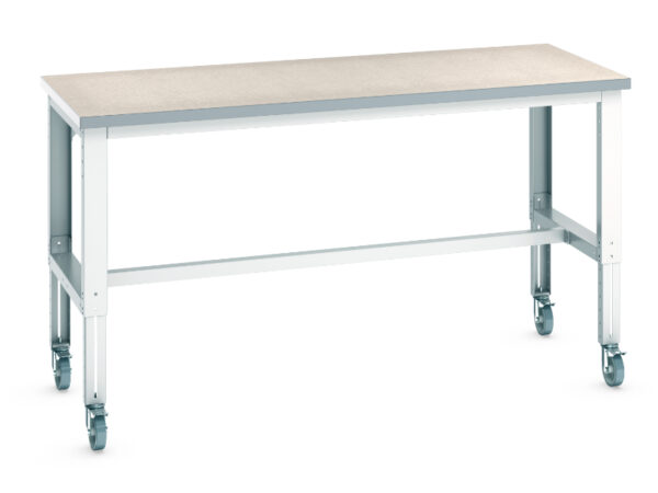 2M Mobile Workbench - Cubio Mobile Bench Adj Height (Lino) . WxDxH: 2000X900X840-1140mm Ral 7035 _SKU-41004144.16V