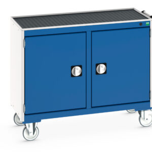Metal Storage Cabinet On Wheels - Cubio Mobile Storage Cabinet 50/50 (Top Tray) Cupboard Storage / Cupboard Storage. WxDxH: 1050X525X885mm Ral 7035/5010 _SKU-41006003.11V