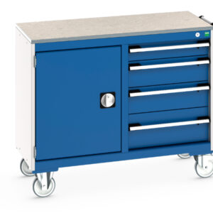 Bott Storage Cabinet On Wheels - Cubio Mobile Storage Cabinet 50/50 (Lino) Cupboard Storage / 4 Drawer. WxDxH: 1050X525X890mm Ral 7035/5010 _SKU-41006005.11V