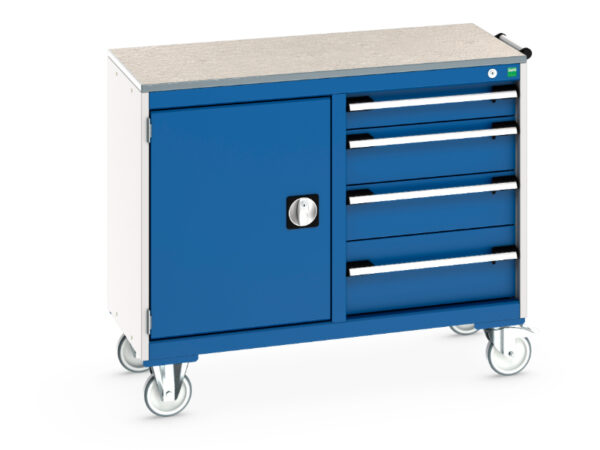 Bott Storage Cabinet On Wheels - Cubio Mobile Storage Cabinet 50/50 (Lino) Cupboard Storage / 4 Drawer. WxDxH: 1050X525X890mm Ral 7035/5010 _SKU-41006005.11V