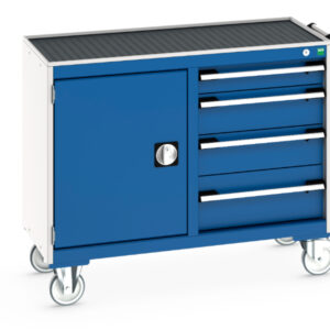 Bott Cupboard Storage On Wheels - Cubio Mobile Storage Cabinet 50/50 (Top Tray) Cupboard Storage / 4 Drawer. WxDxH: 1050X525X885mm Ral 7035/5010 _SKU-41006006.11V