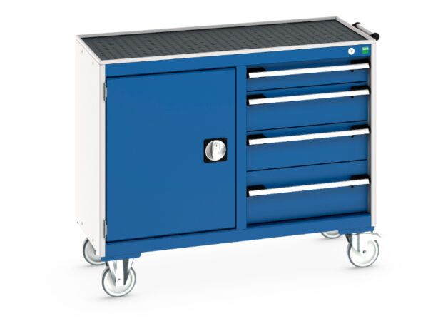 Bott Cupboard Storage On Wheels - Cubio Mobile Storage Cabinet 50/50 (Top Tray) Cupboard Storage / 4 Drawer. WxDxH: 1050X525X885mm Ral 7035/5010 _SKU-41006006.11V
