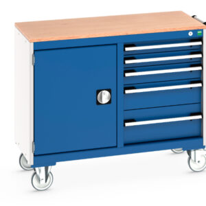 Storage Storage Cabinet On Wheels - Cubio Mobile Storage Cabinet 50/50 (Mpx) Cupboard Storage / 5 Drawer. WxDxH: 1050X525X890mm Ral 7035/5010 _SKU-41006007.11V