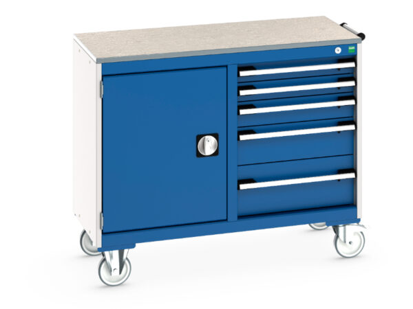 Mobile Drawer Storage Cabinet On Wheels - Cubio Mobile Storage Cabinet 50/50 (Lino) Cupboard Storage / 5 Drawer. WxDxH: 1050X525X890mm Ral 7035/5010 _SKU-41006008.11V