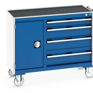 Mobile Storage Storage Cabinet - Cubio Mobile Storage Cabinet 40/60 (Top Tray) Cupboard Storage / 4 Drawer. WxDxH: 1050X525X885mm Ral 7035/5010 _SKU-41006012.11V