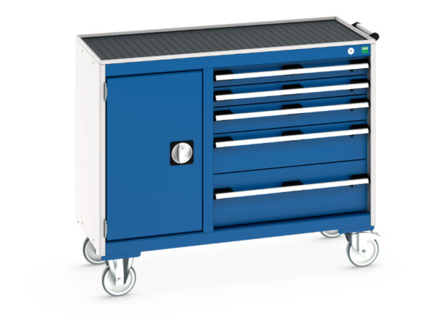 Metal Roller Workshop Storage Cabinet - Cubio Mobile Storage Cabinet 40/60 (Top Tray) Cupboard Storage / 5 Drawer. WxDxH: 1050X525X885mm Ral 7035/5010 _SKU-41006015.11V