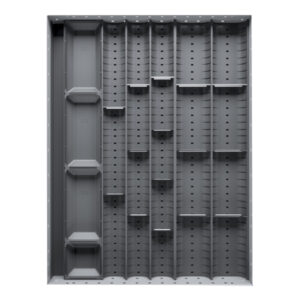 Bott Long Drawer Dividers - Cubio Trough Block Divider Kit 20 Compartment for Storage Cabinet - WxDxH: 525X650X28mm Plastic Ral 7011 _SKU-43020019