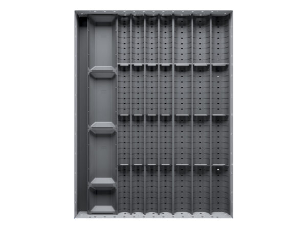 Cubio Trough Block Divider Kit 28 Compartment for Storage Cabinet - WxDxH: 525X650X28mm Plastic Ral 7011 _SKU-43020020