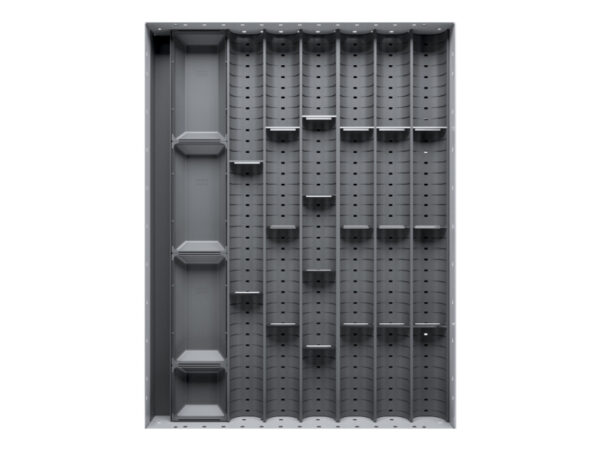 Cubio Trough Block Divider Kit 24 Compartment for Storage Cabinet - WxDxH: 525X650X28mm Plastic Ral 7011 _SKU-43020021