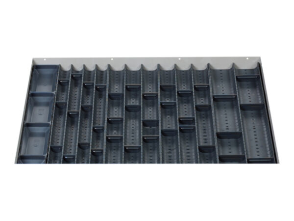 Cubio Trough Block Divider Kit 49 Compartment for Storage Cabinet - WxDxH: 800X650X28mm Plastic Ral 7011 _SKU-43020025